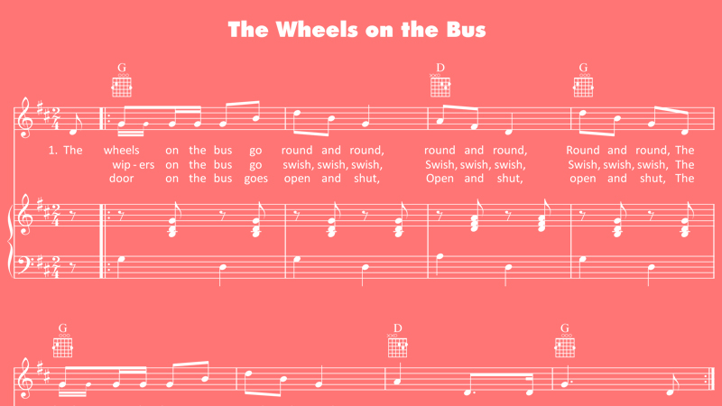 The Wheels On The Bus - Sheet Music - Mother Goose Club The Wheels On The Bus - Sheet Music - Mother Goose Club